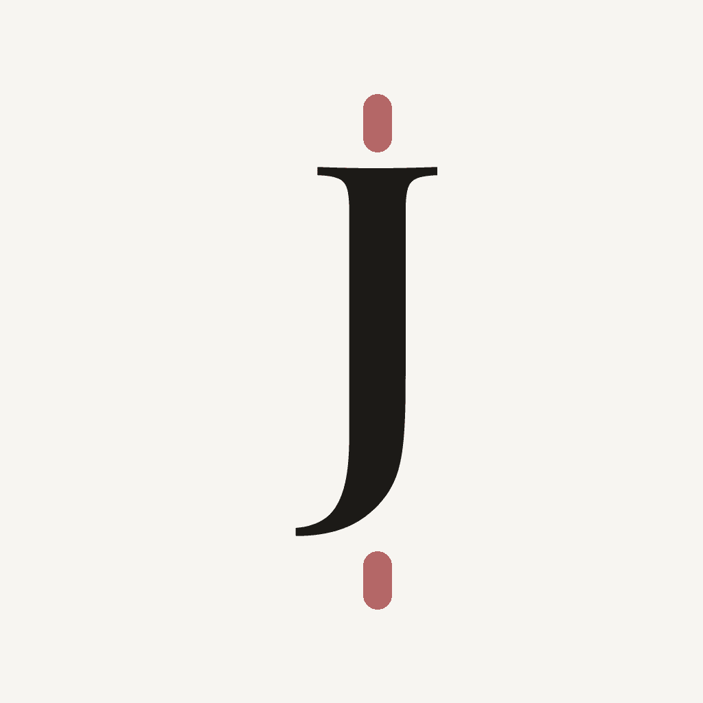Buy Jury app icon: a serif J with a terracotta dot