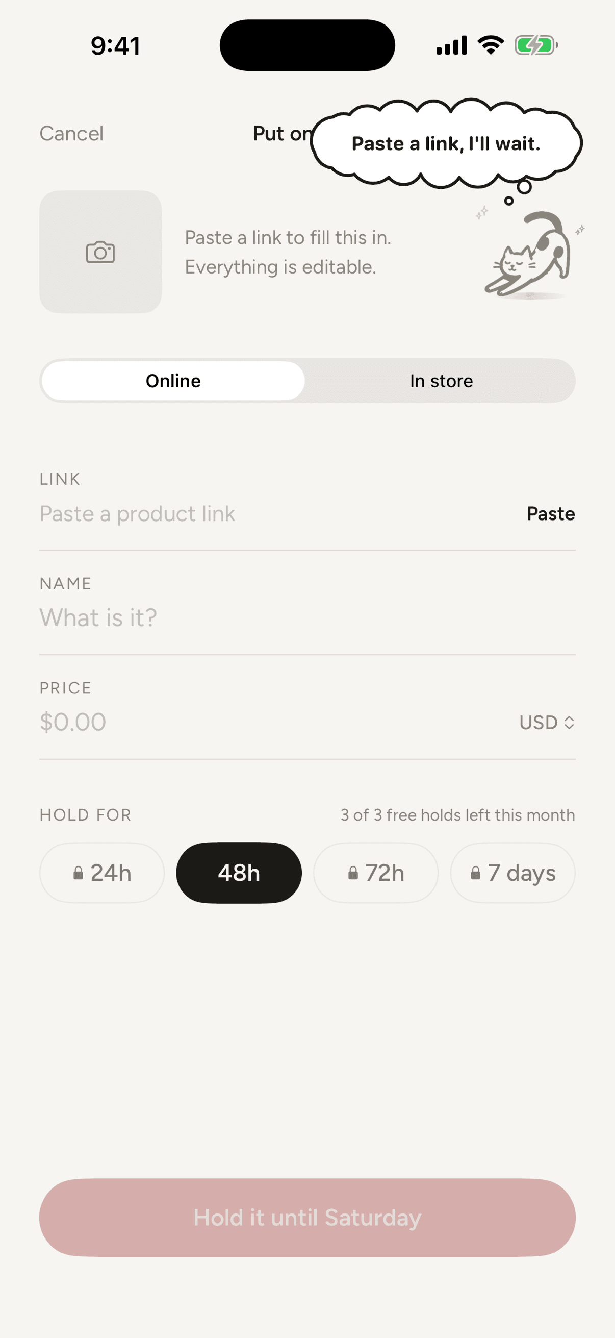 Paste a link, or snap it in the shop.