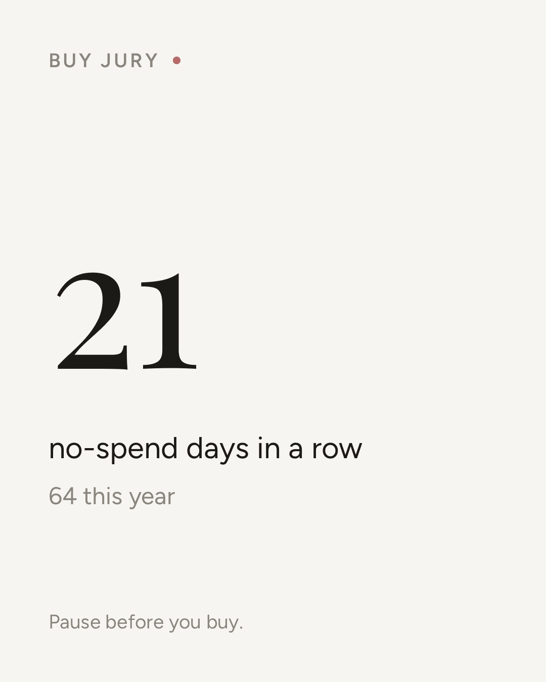 Share card: no-spend days in a row.