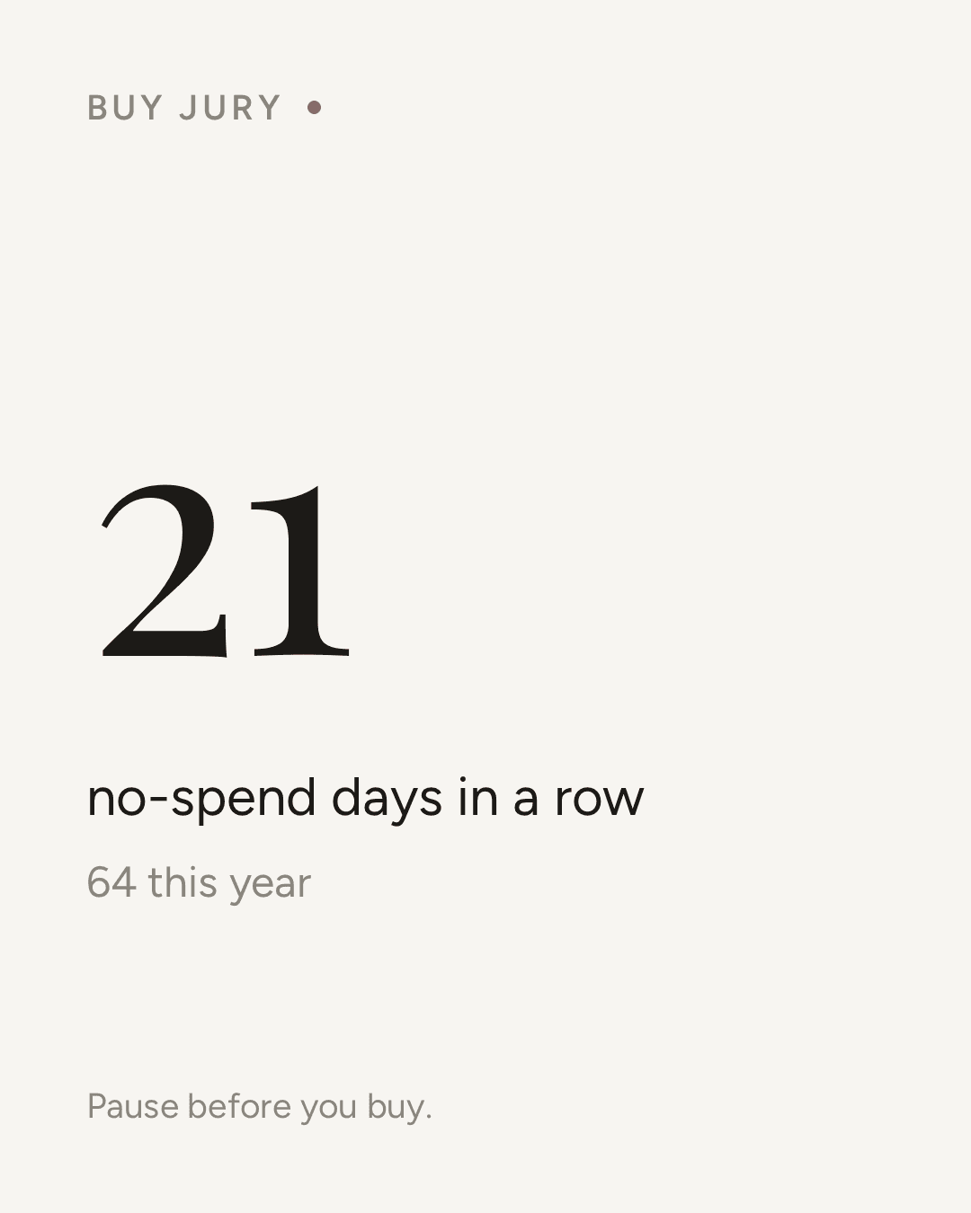 Share card: no-spend days in a row.